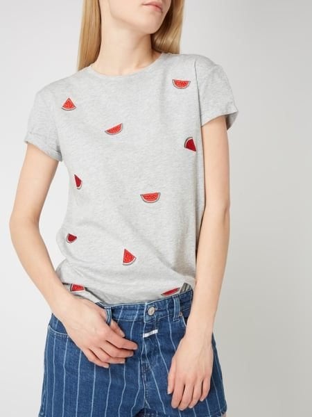 Grijs met embroidered watermeloen print t-shirt top Jake's M, Kleding | Dames, Maat 38/40 (M), Nieuw, Ophalen of Verzenden, Korte mouw