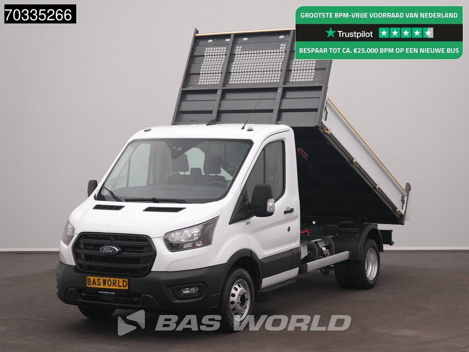 Ford Transit 165pk Kipper Dubbellucht 3,5t Trekhaak Airco Ca, Auto's, Stof, Euro 6, 4 cilinders, Wit