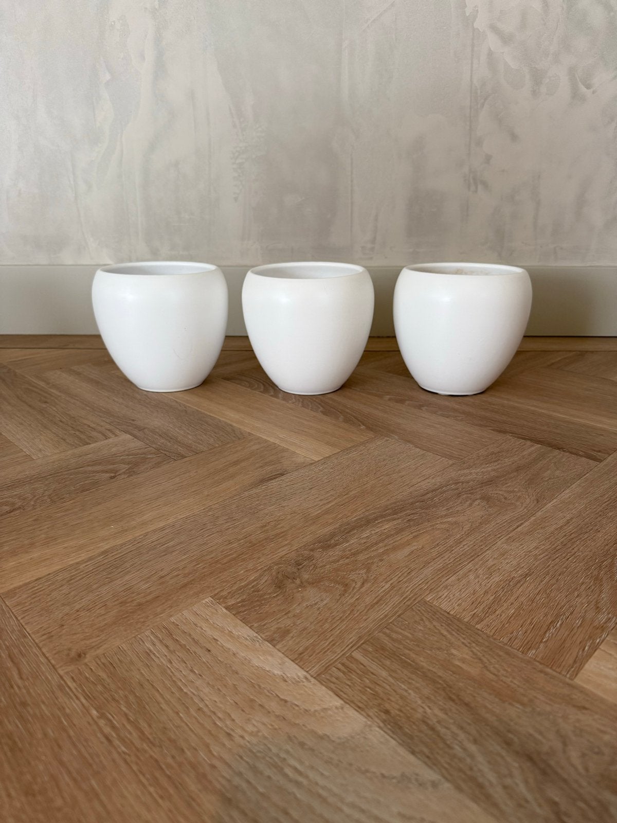 Set van 3 witte Intratuin bloempotten, Rond, Binnen, Zo goed als nieuw, Minder dan 40 cm