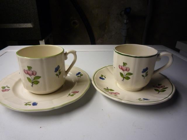 Gien 2 x kop + schotel + papschaaltje Ø 17 cm Oiseaux + 2 d, Nieuw, Ophalen of Verzenden, Overige stijlen, Kop(pen) en/of Schotel(s)