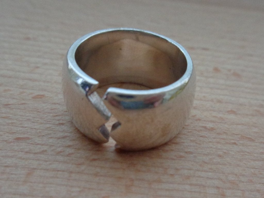 zilveren modernistische ring [280], Verzenden, Zo goed als nieuw, 17 tot 18, Dame