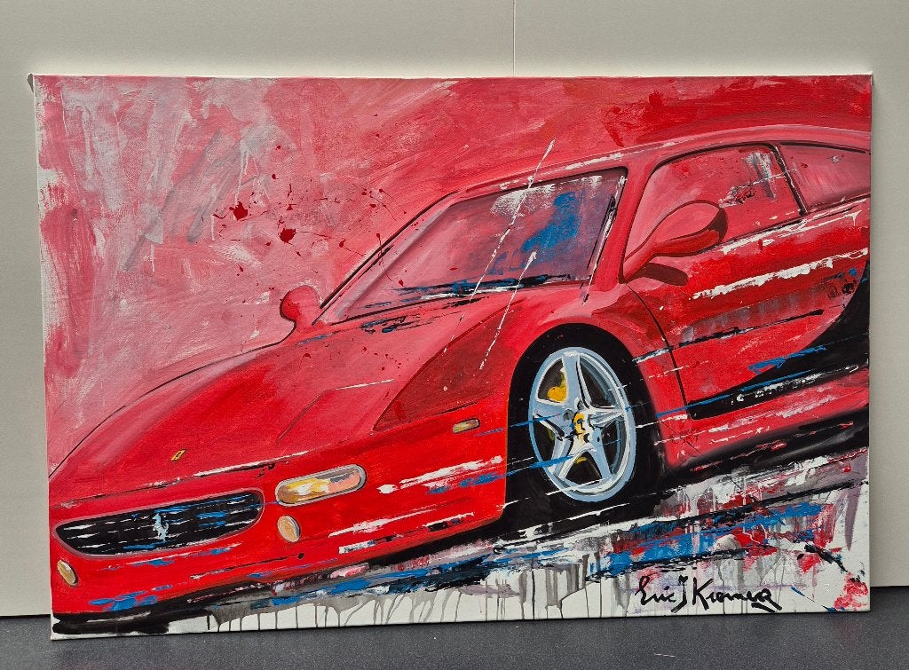 Schilderij Ferarri F355 van Eric Jan Kremer, Ophalen, Op houten frame, Olieverf