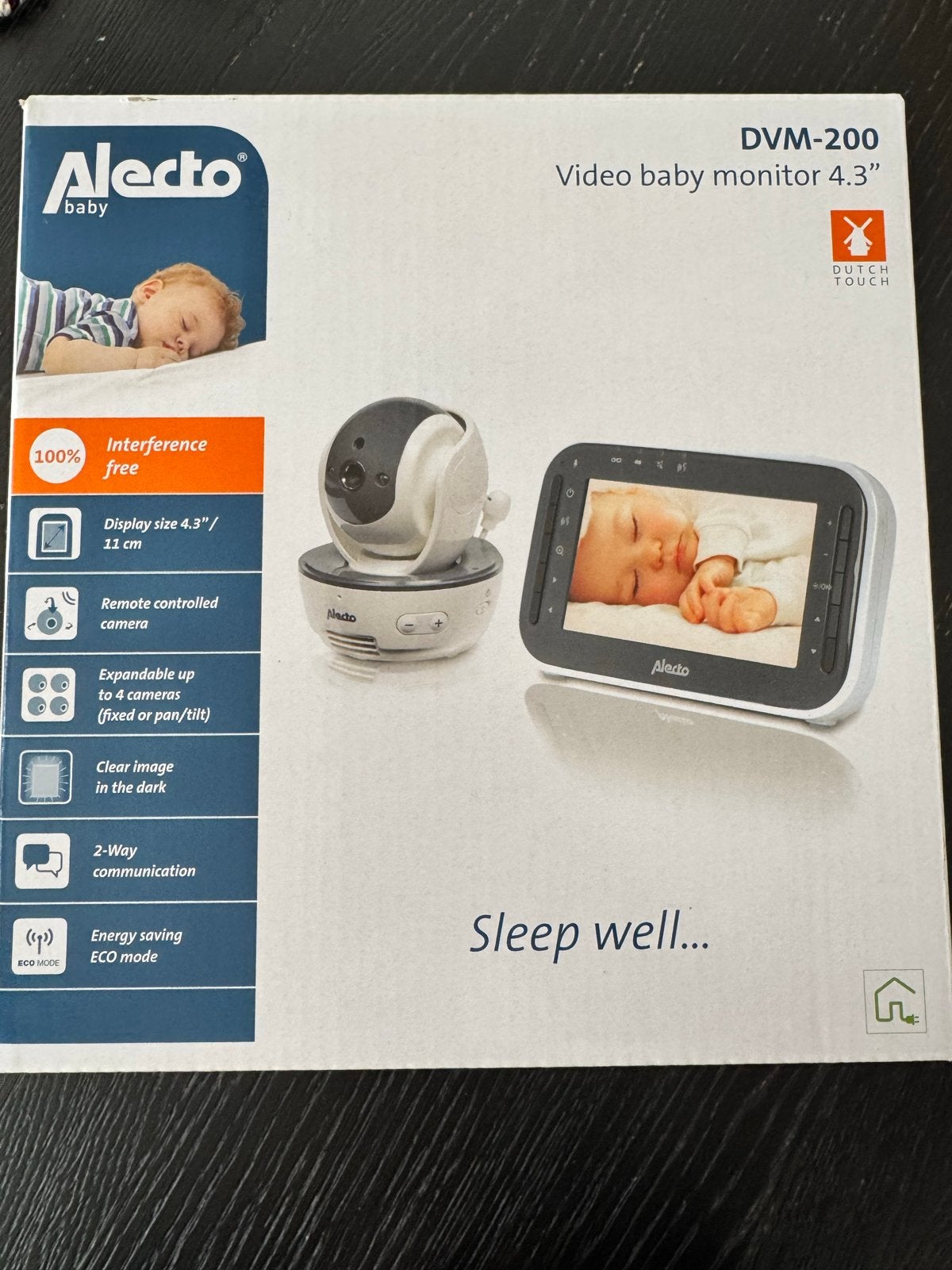 Alecto DVM-200 Video Babyfoon 4.3" met Camera, Kinderen en Baby's, Babyfoons, Ophalen of Verzenden, Gebruikt, 250 meter of meer