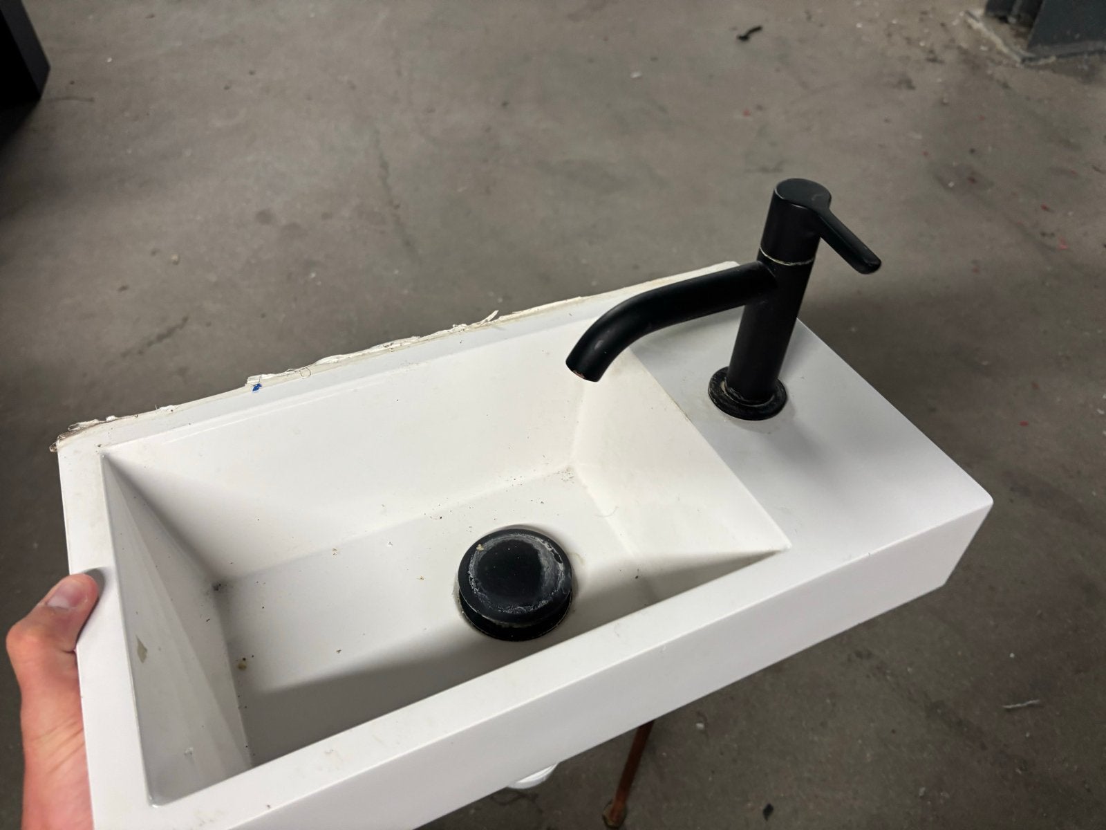 Compacte wastafel met kraan en onderkastje, Huis en Inrichting, Ophalen, Minder dan 50 cm, Gebruikt, Minder dan 25 cm