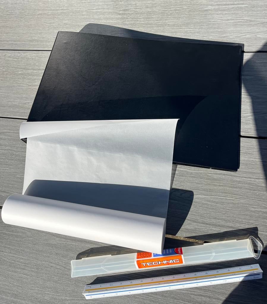 Schetsmap, schetspapier en reductieschaalstok, Ophalen of Verzenden, Nieuw, Papier, Schets- of Tekenboek