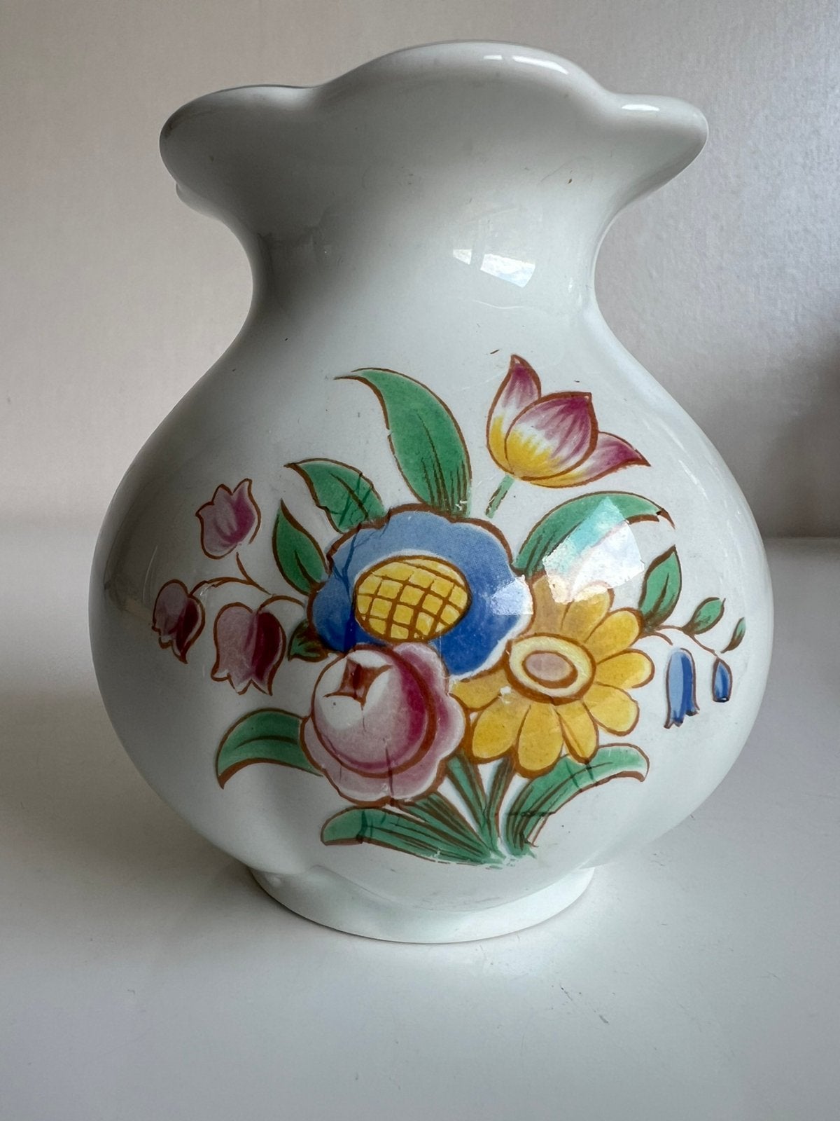 Vintage Rörstrand Bloemenvaasje Veldbloemen Lars Thorén 40’s, Ophalen of Verzenden