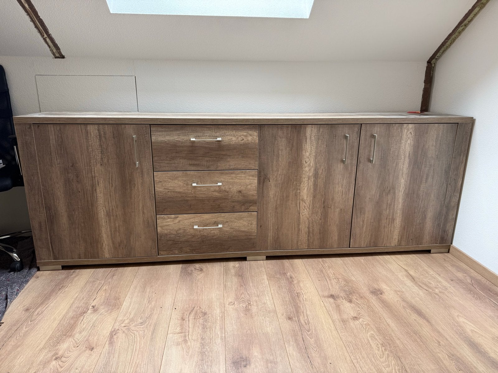 Modern Dressoir met Lades en Deuren - Houtlook, Ophalen, Gebruikt, 200 cm of meer, Met lade(s)