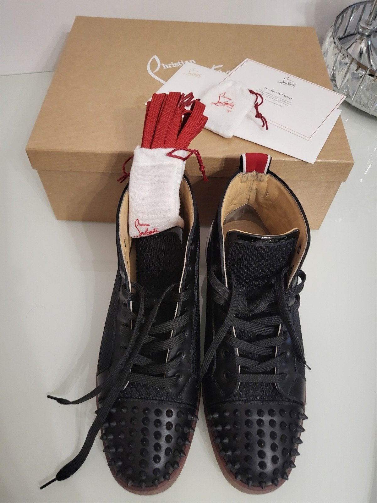 Christian Louboutin Fun Lou Spikes Sneakers Zwart/Rood, Kleding | Heren, Schoenen, Ophalen of Verzenden