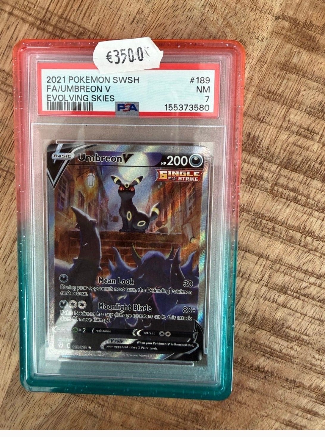 Pokémon Umbreon V Evolving Skies PSA 7, Ophalen of Verzenden, Zo goed als nieuw, Losse kaart