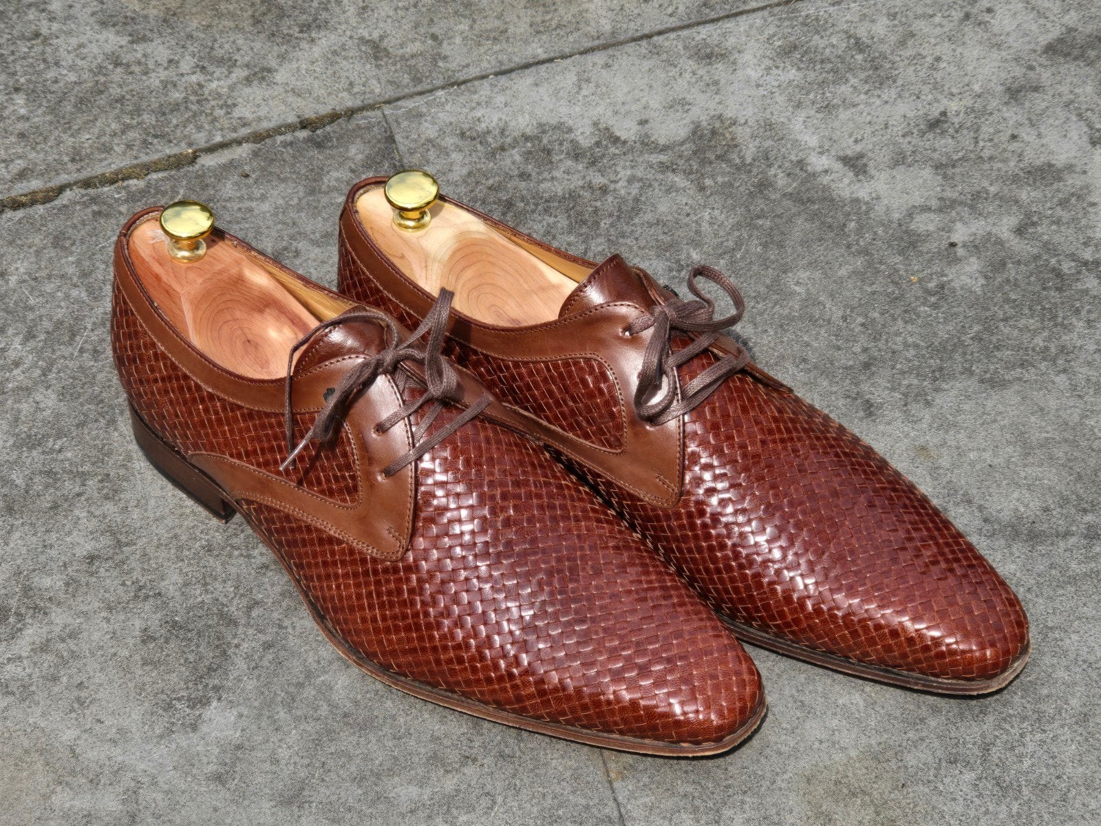 Van Bommel nette schoenen Bruin gevlochten leer Maat 10 1/2, Kleding | Heren, Schoenen, Bruin, Ophalen of Verzenden, Zo goed als nieuw