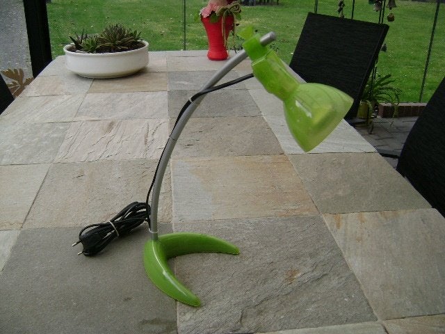 Mooi schemerlampje van 40 cm met schakelaar, Bureaulamp, Kunststof, Groen, E14 (klein)