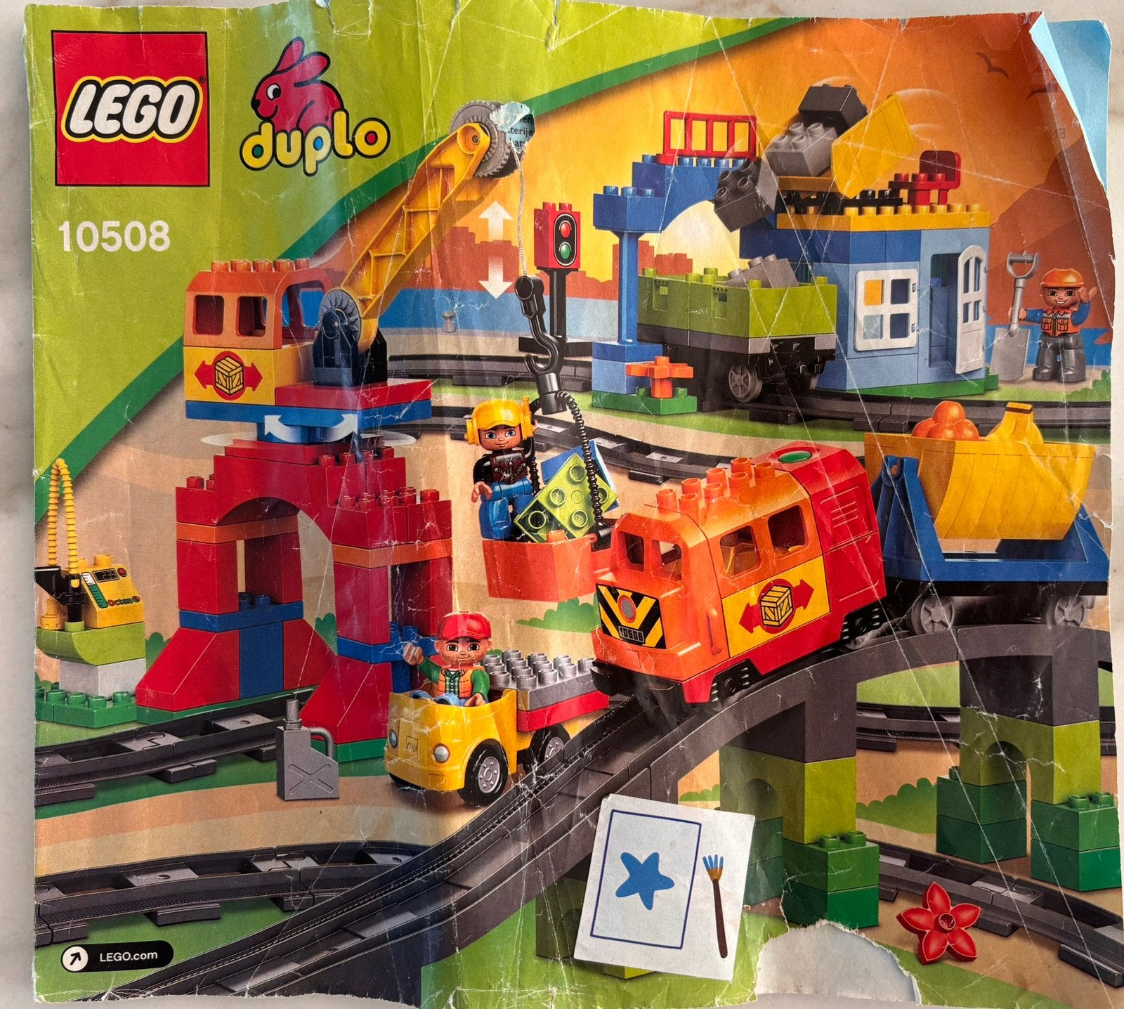 LEGO Duplo Treinset met Kraan en Spoorwegovergang, Kinderen en Baby's, Speelgoed | Duplo en Lego, Compleet, Gebruikt, Overige thema's