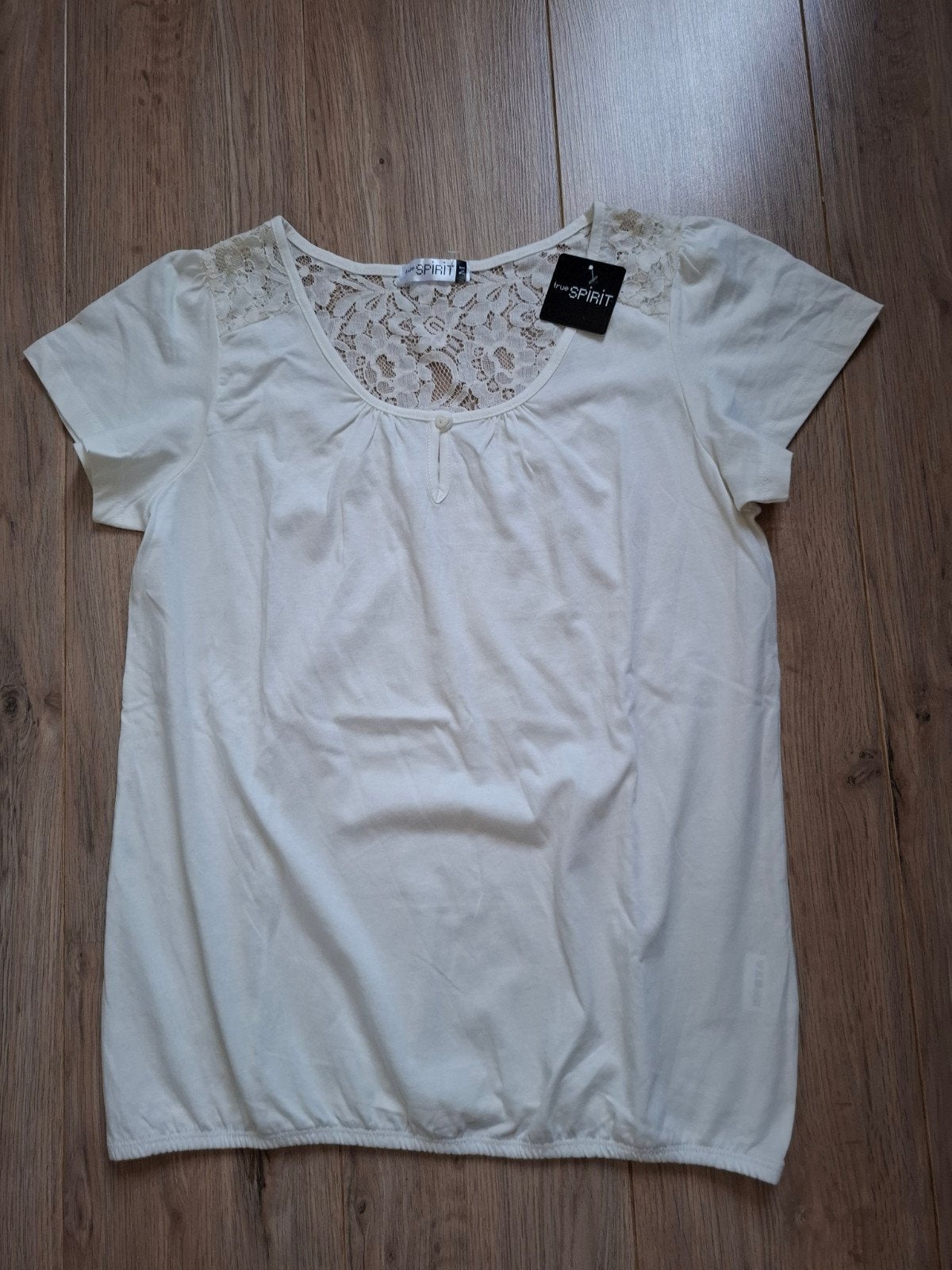 Nieuw wit T-shirt met kant, maat M, Maat 38/40 (M), Wit, Spirit, Nieuw