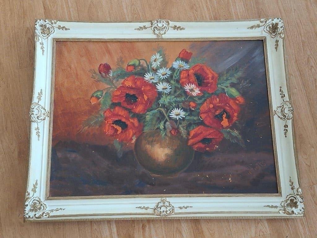 Prachtig oud groot schilderij met lijst, Antiek en Kunst, Ophalen