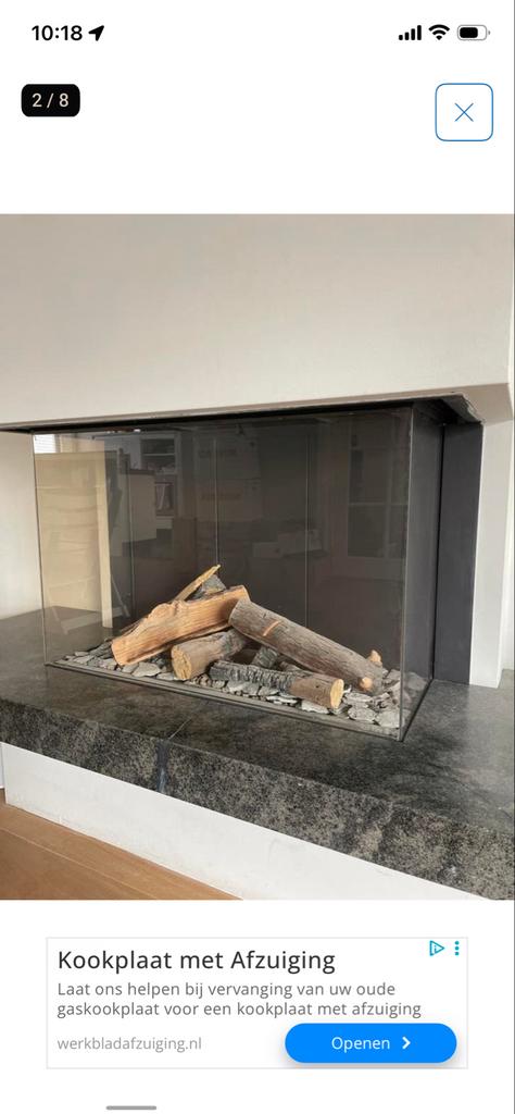 Moderne Gashaard - Kal-fire - Zonder natuursteen, Ophalen, Gebruikt, Inbouwhaard, Gashaard