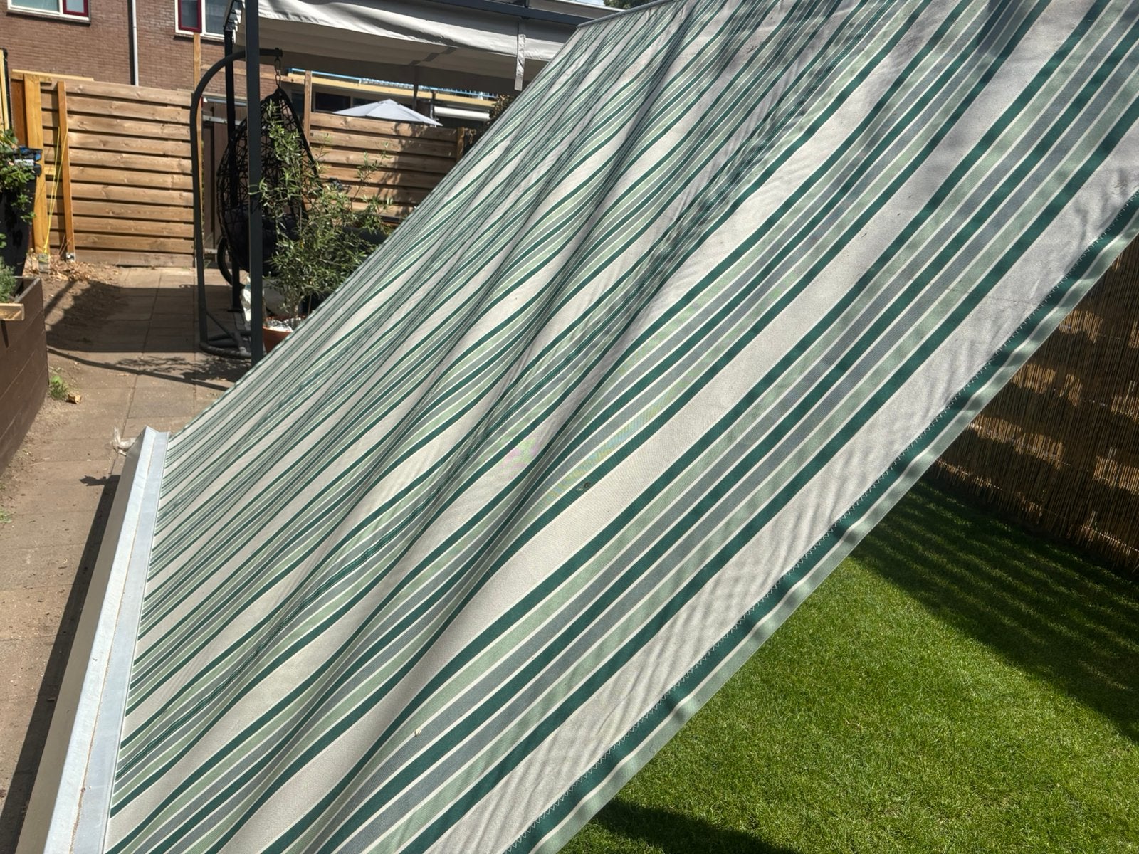 Gestreept knikarm zonnescherm 300x230, Tuin en Terras, Zonneschermen, Ophalen, Gebruikt, 150 tot 300 cm, 250 cm tot 450 cm