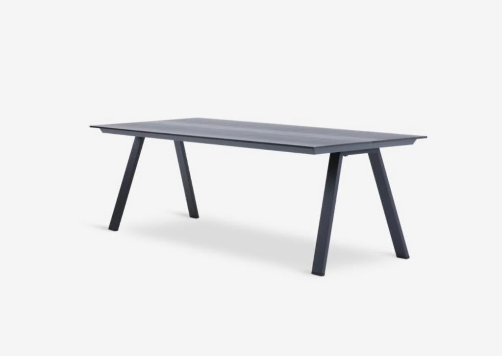 Zwarte tuintafel van Jysk 220x100, Tuin en Terras, Tuintafels, Ophalen, Gebruikt, Rechthoekig, Aluminium
