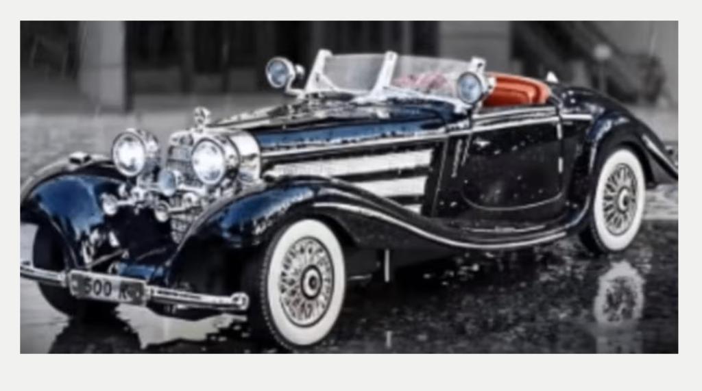 DieCast model metaal Mercedes Benz 500K 1936 1:32 - Zwart, Ophalen of Verzenden, Nieuw, Auto, Overige merken