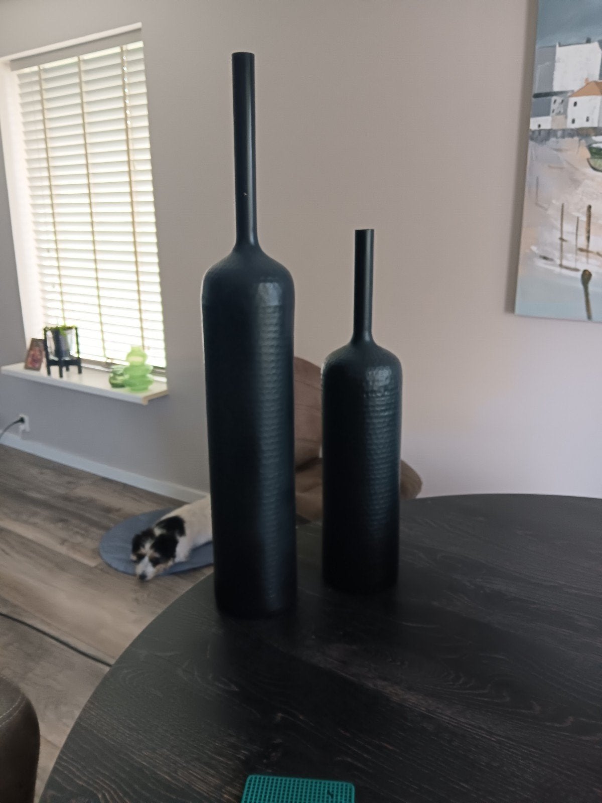 Set van 2 decoratieve vazen, zwart, Ophalen, Geschikt voor droogbloemen, Zwart