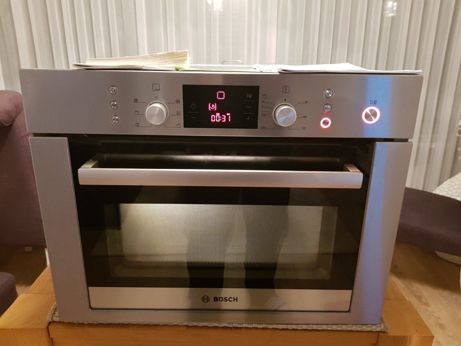 LUXE BOSCH RVS INBOUW COMBI OVEN MAGNETRON, Ophalen, Zo goed als nieuw, Hete lucht