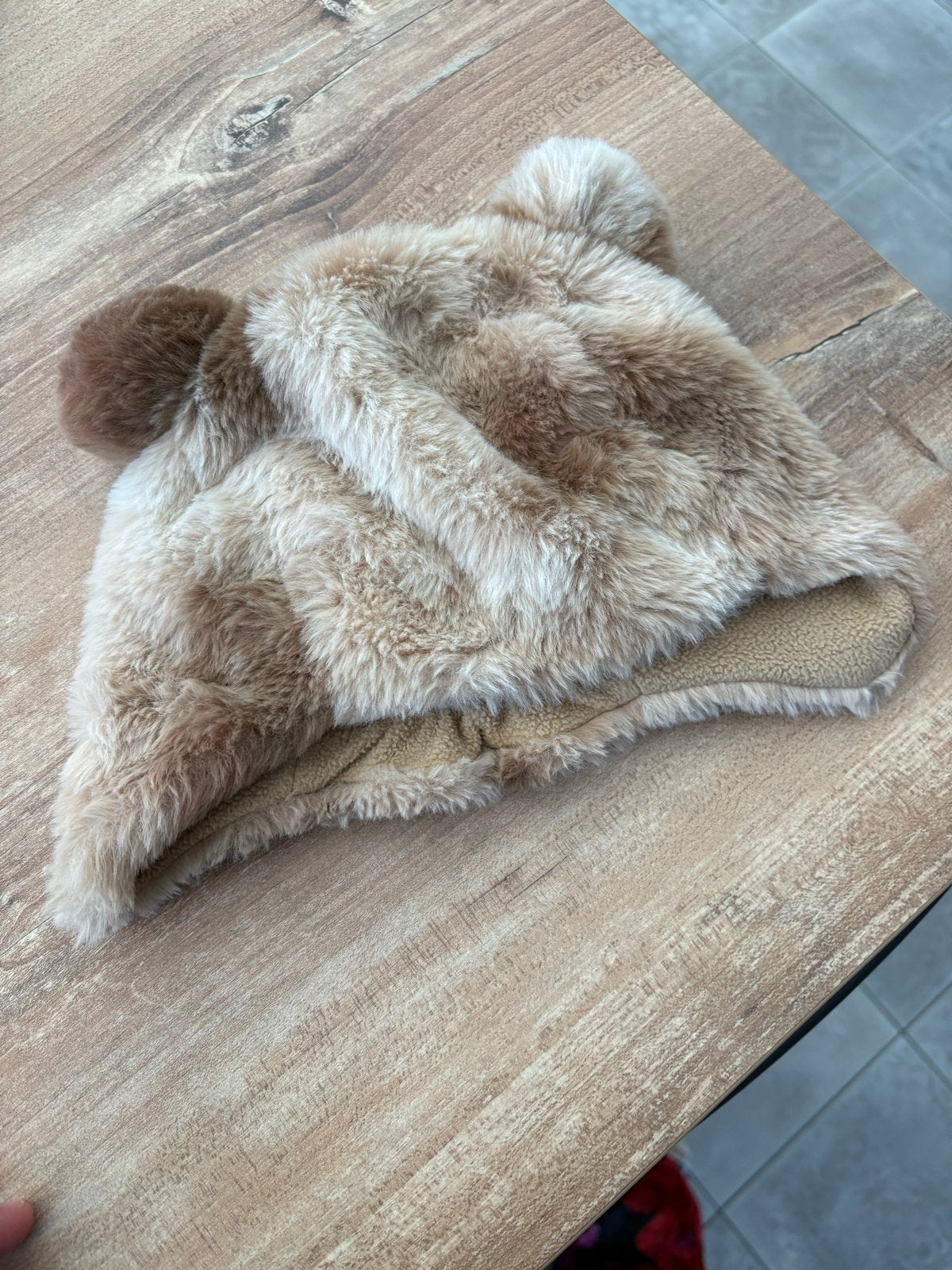 Schattige teddy muts met oortjes - Maat 50, Ophalen of Verzenden, Zo goed als nieuw, Jongetje of Meisje, Overige typen
