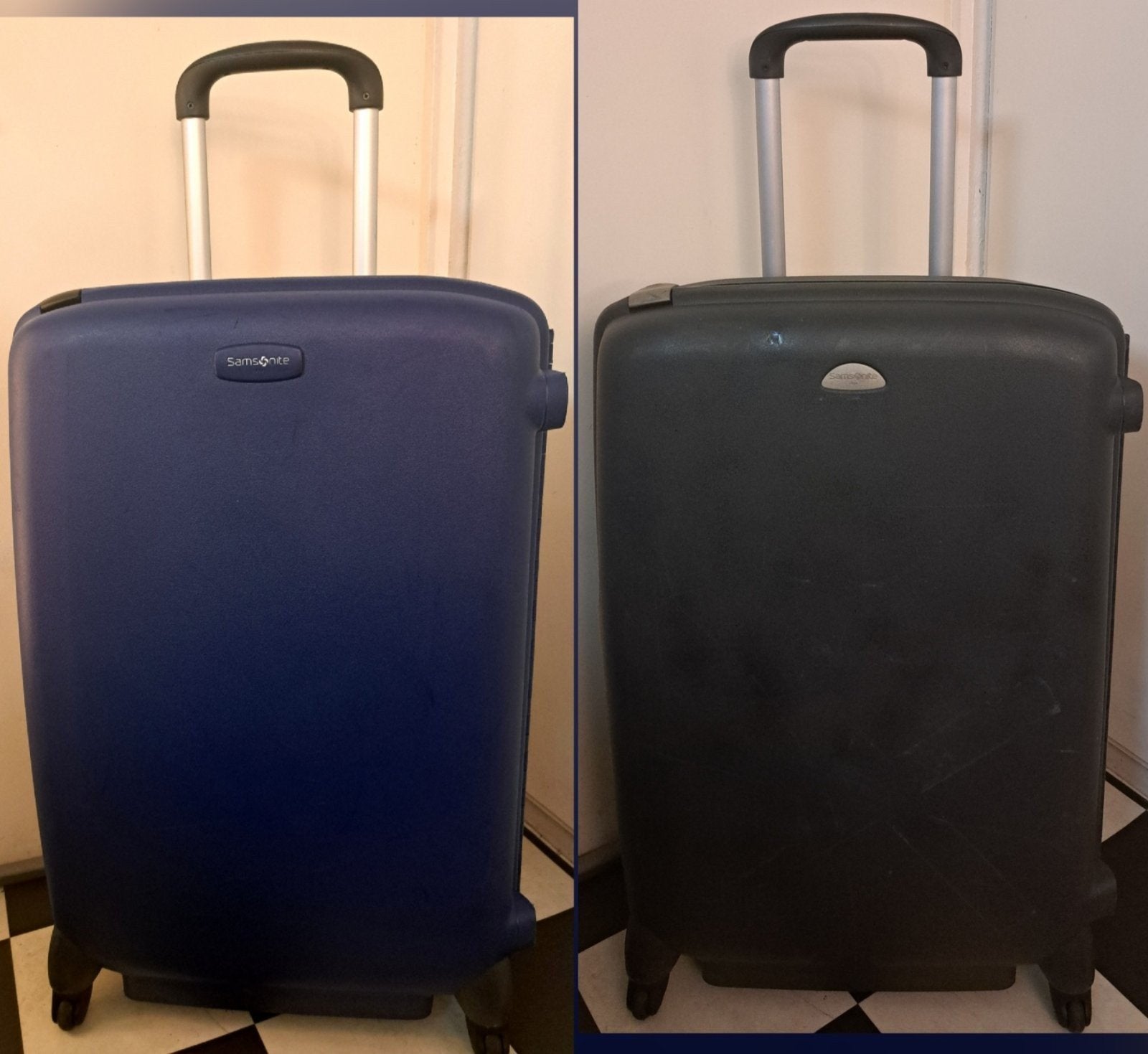 2- Samsonite grote koffers 4 wielen 80 cm cijferslot adres, Wieltjes, Hard kunststof, Ophalen of Verzenden, Zo goed als nieuw