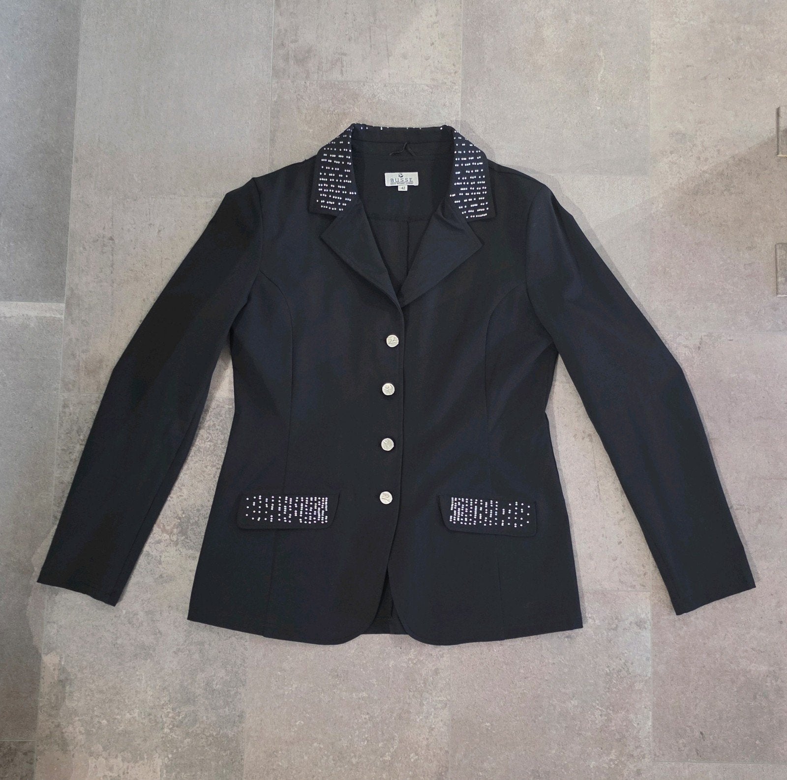 Busse dames softshell wedstrijd jasje jas zwart strass 42, Ophalen of Verzenden, Zo goed als nieuw