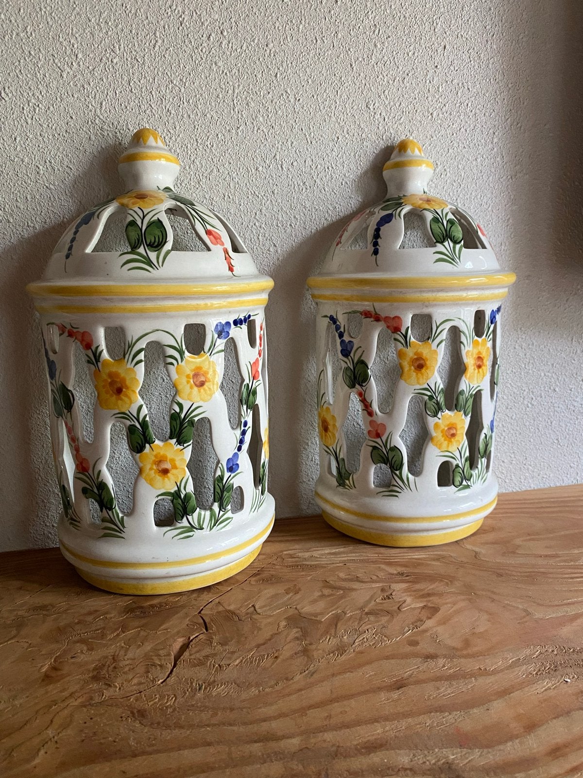 Set van 2 Portugese aardewerk wandlampen/lantaarns, Ophalen of Verzenden