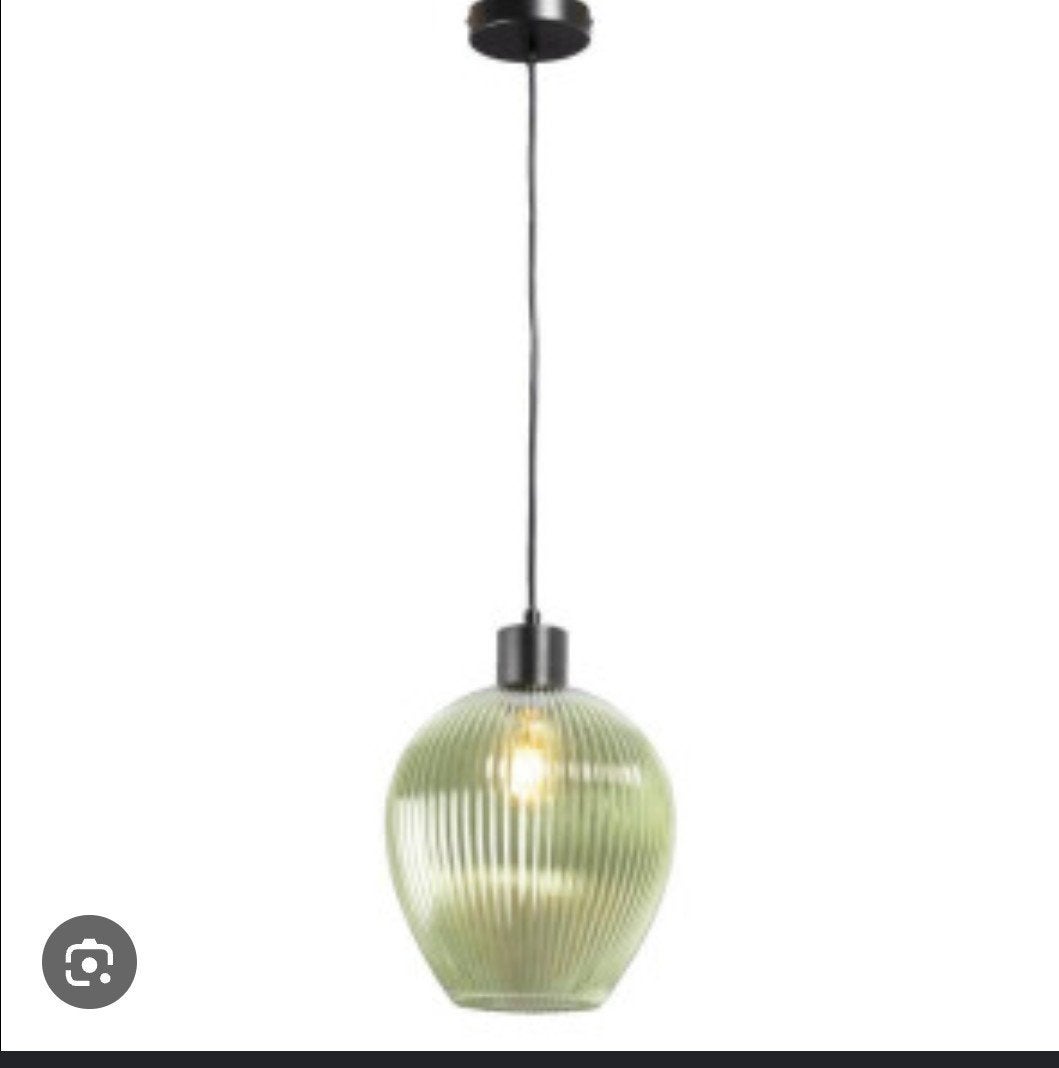 Jolien hanglamp groen/metaal/glas 120x22x2, Huis en Inrichting, Ophalen, Modern, Scandinavisch, E27 (groot), Zo goed als nieuw