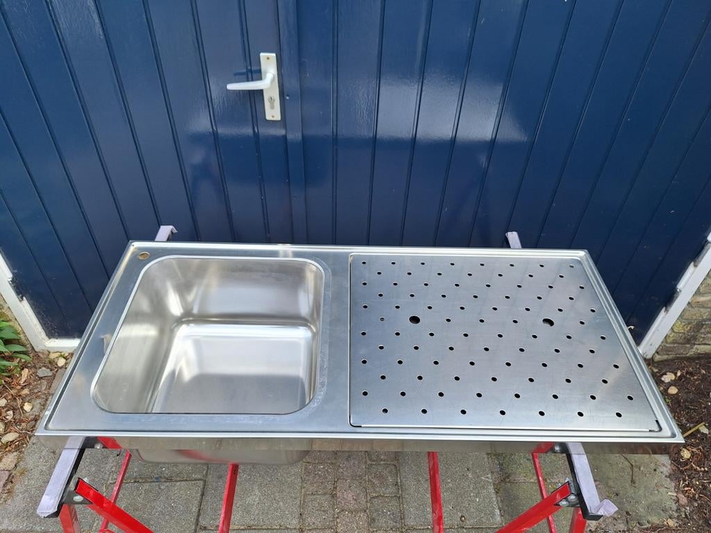 RVS lekblad met spoelbak 110x50 tapblad biertap mancave bar, Ophalen, Zo goed als nieuw, Overige merken