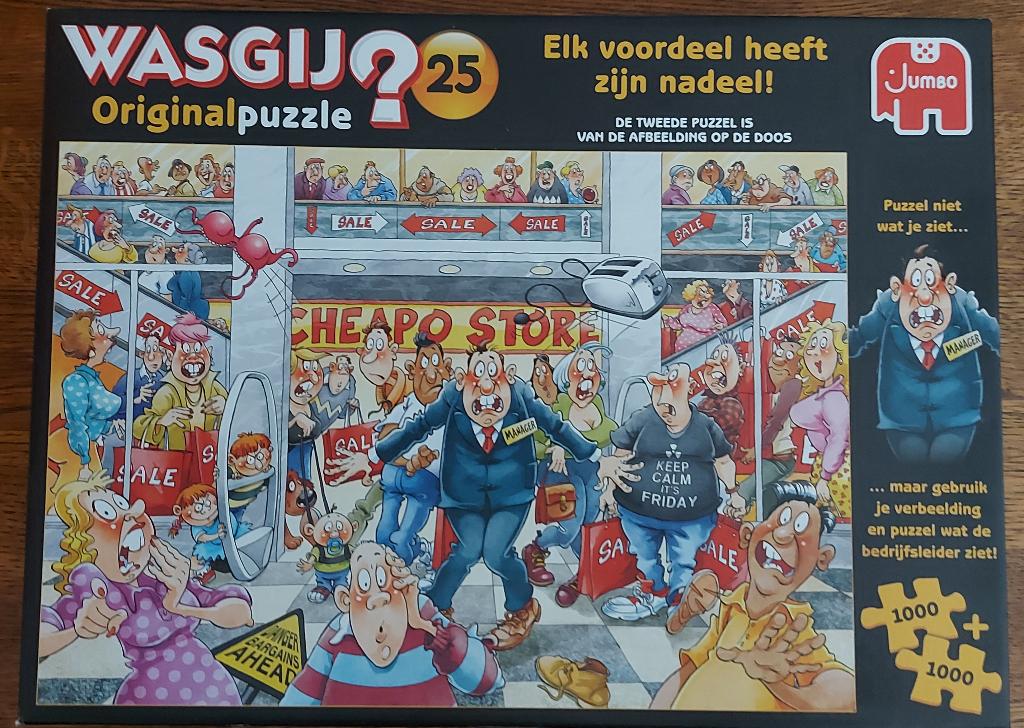 Wasgij Puzzel nr.25; 2x1000st, Hobby en Vrije tijd, Denksport en Puzzels, Ophalen, 500 t/m 1500 stukjes, Gebruikt, Legpuzzel