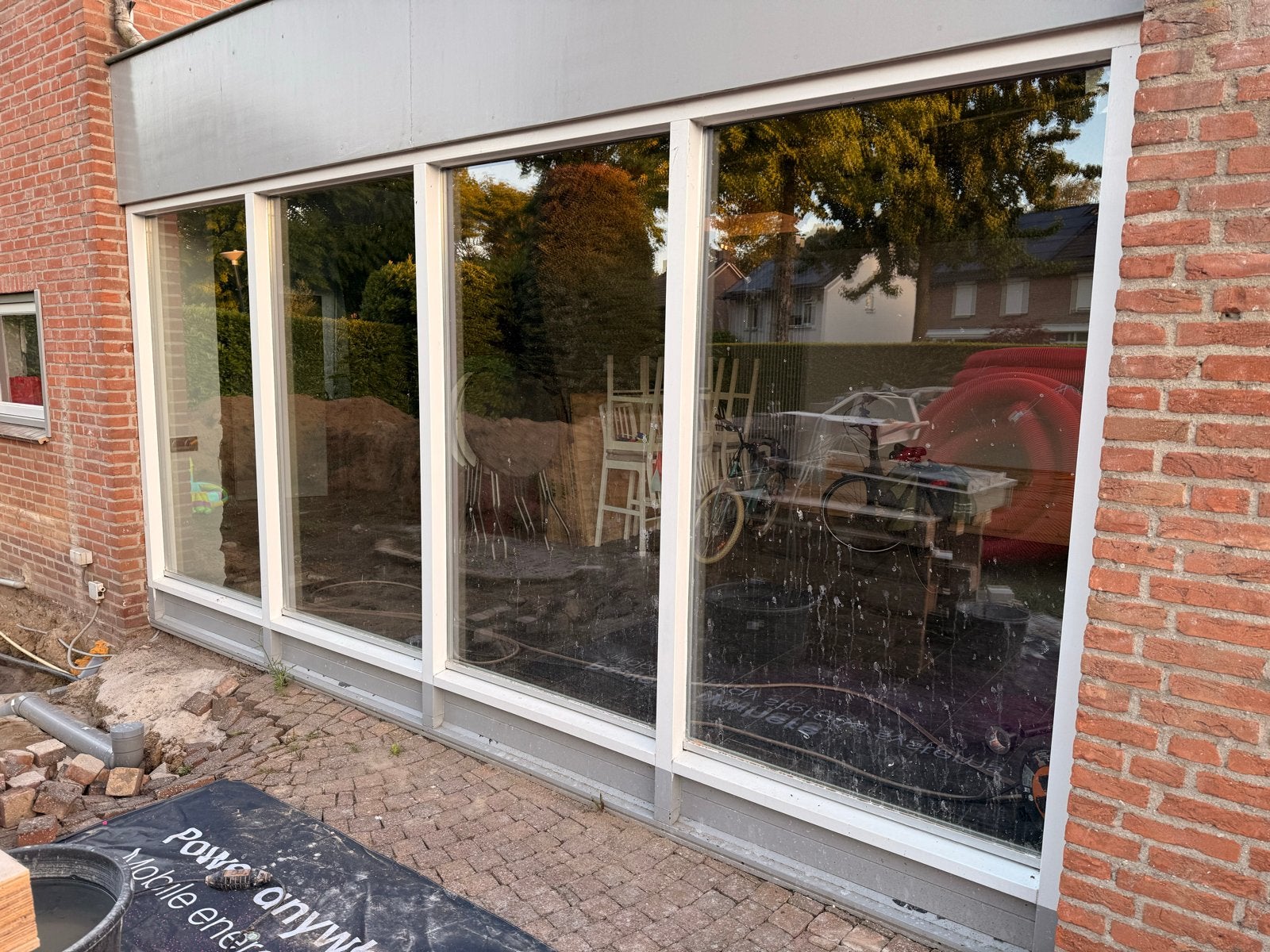 Hardhouten kozijn 4700  2285 mm incl. HR++ glas, Doe-het-zelf en Verbouw, Glas en Ramen, Ophalen, Gevelraam of Ruit, Gebruikt
