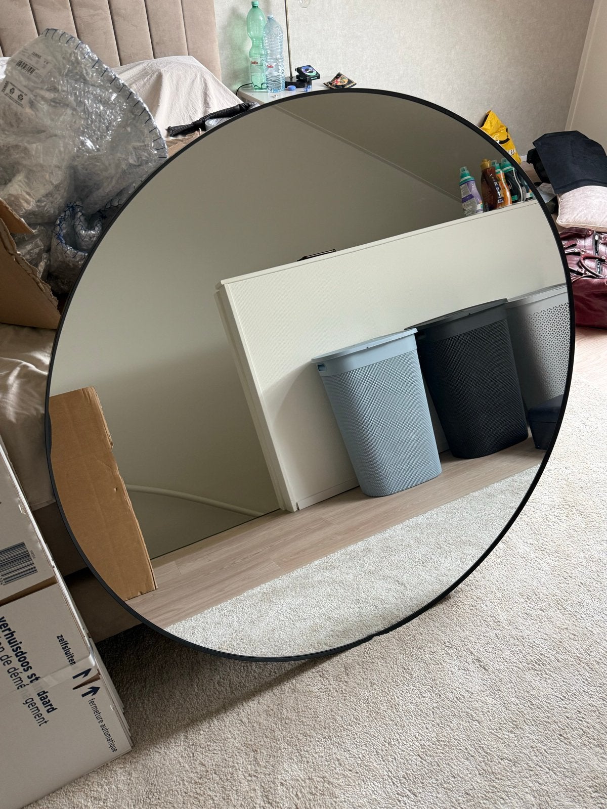 IKEA Lindbyn spiegel, rond, 80 cm, zwart NIEUW, Ophalen, Rond, Nieuw, 75 tot 100 cm