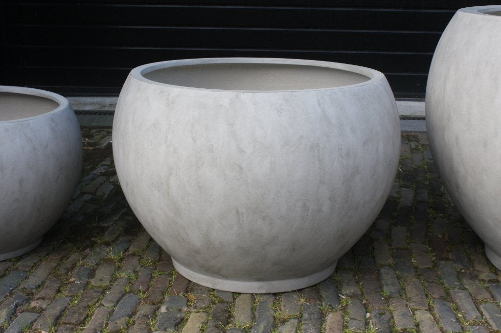 Grote ronde bloempotten Monika zand Fiberstone naturel, Tuin en Terras, Ophalen, Overige materialen, 40 cm of meer, Rond