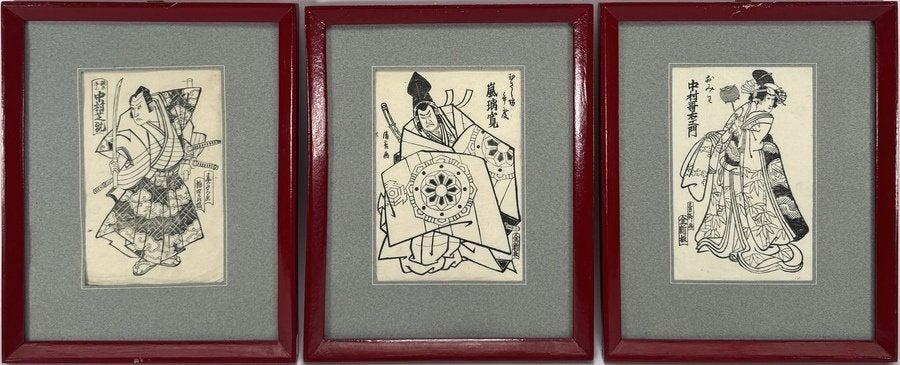 352. Houtsneden, kabuki figuren - Japan, ca. 1860
