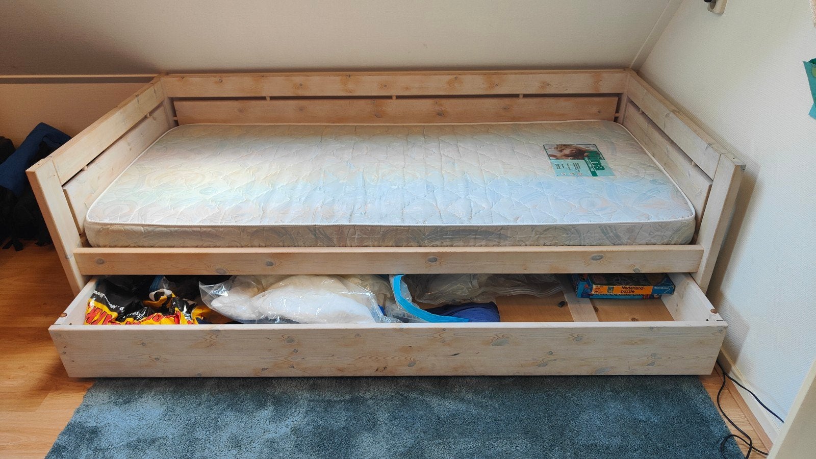 Lifetime eenpersoons bed, 200x90, evt. met bedhek, Ophalen, 90 cm, Eenpersoons, Wit