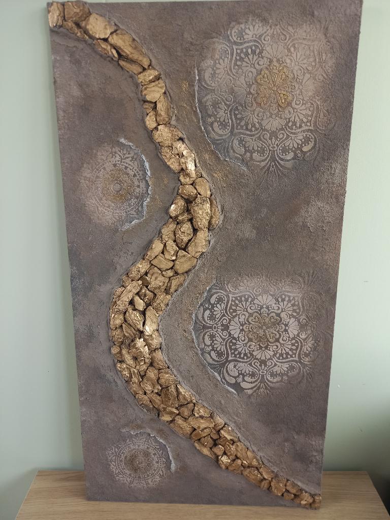 Schilderij, houten paneel, mandala, 3d effect,wanddecoratie, Ophalen, Minder dan 50 cm, Zo goed als nieuw, Schilderij