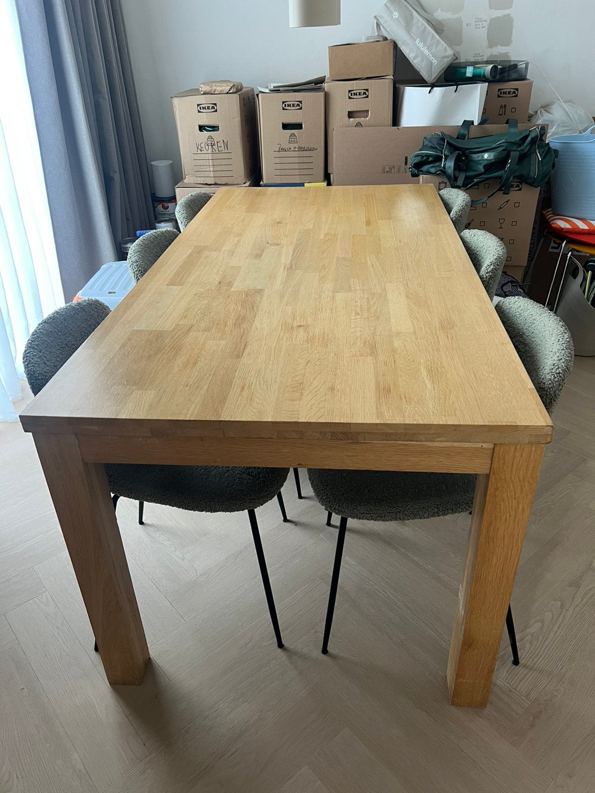 Gratis afhalen: Eiken tafel L180xB90xH78, Ophalen, Gebruikt, Scandinavisch, 6 tot 8 stoelen