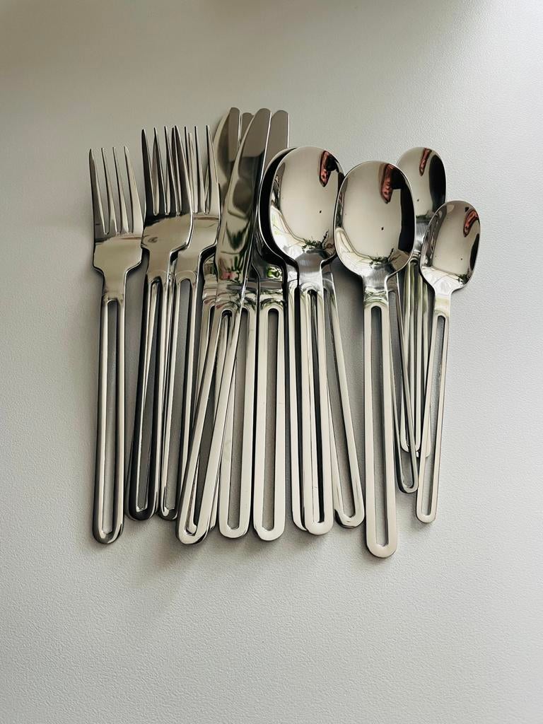 Vintage Bestekset Opengewerkt Scandinavisch, Ophalen of Verzenden, Zo goed als nieuw, Rvs of Chroom, Vaatwasserbestendig