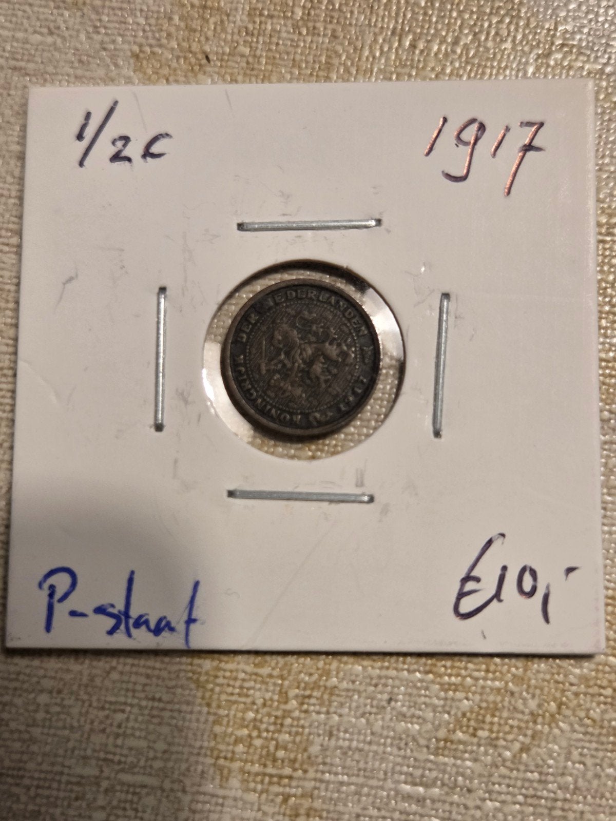 Nederland 1/2 Cent 1917 Koningin Wilhelmina, Ophalen of Verzenden, Koningin Wilhelmina, 1 cent, Losse munt
