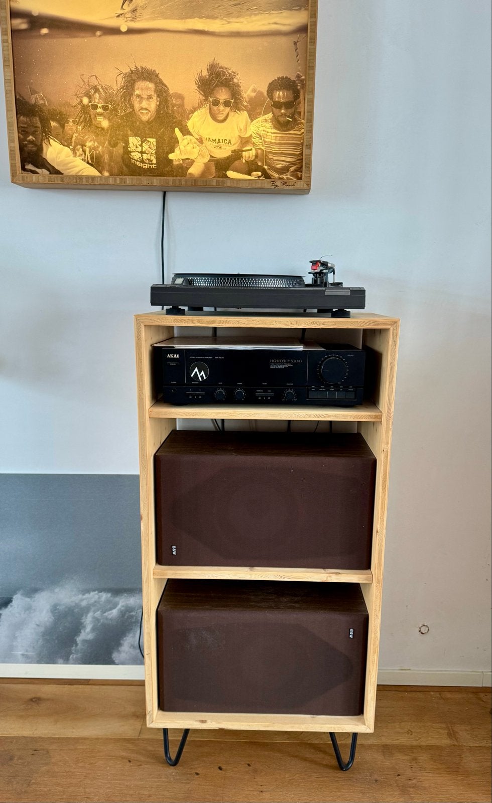 Platenspeler, versterker, speakers en custom houten meubel, Gebruikt, Losse componenten, Speakers, Ophalen