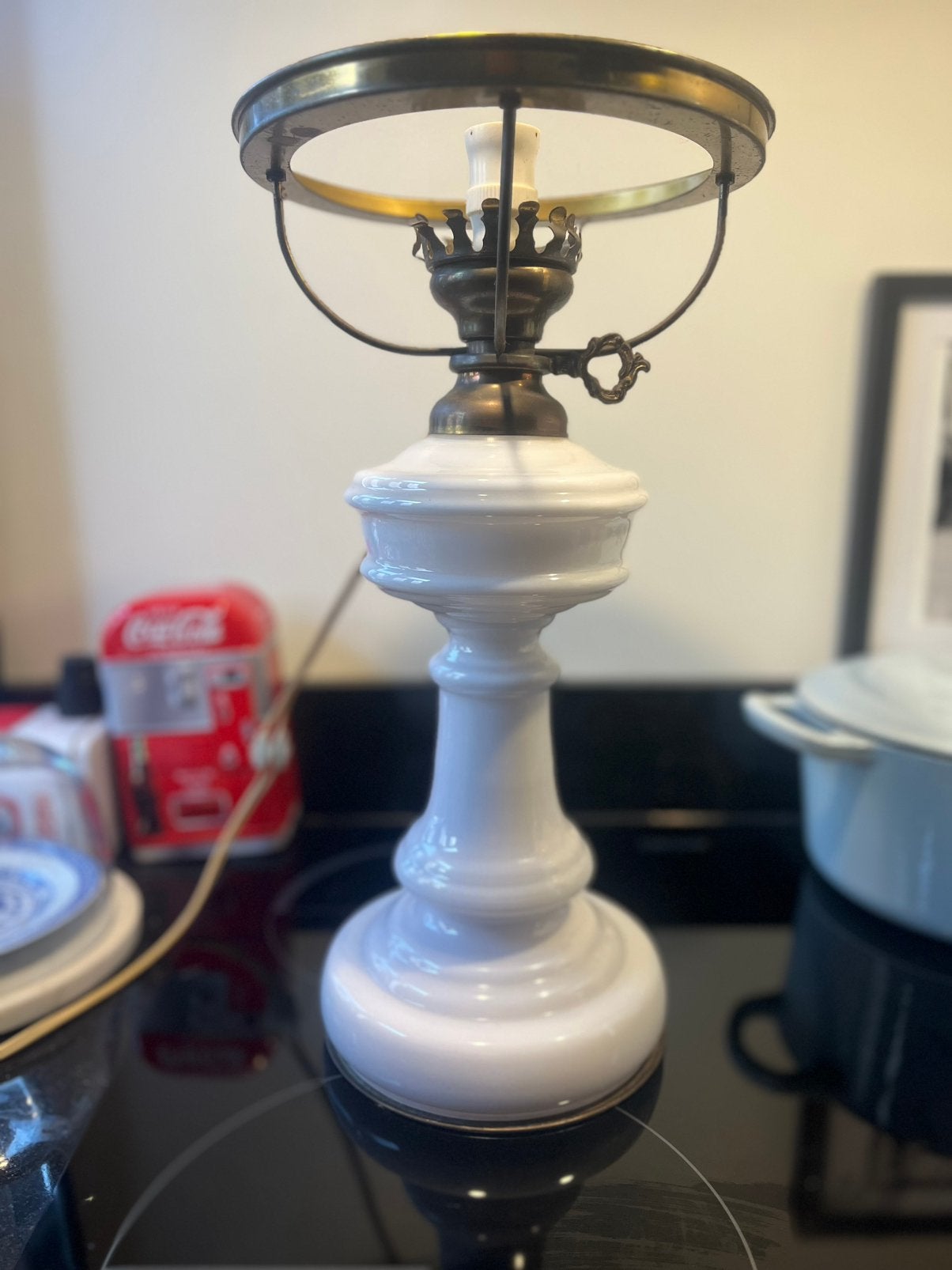 Antiek tafellamp olielamp vintage, Ophalen of Verzenden