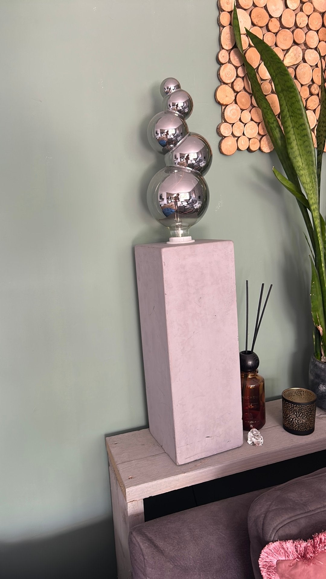 Betonlook lamp grijs hoogte 73cm, Ophalen, Sfeerlamp, Grijs, 73 cm