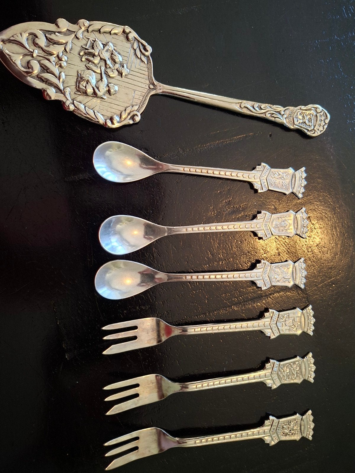 antieke  lepels en vorken + taartschep, Antiek en Kunst, Ophalen of Verzenden