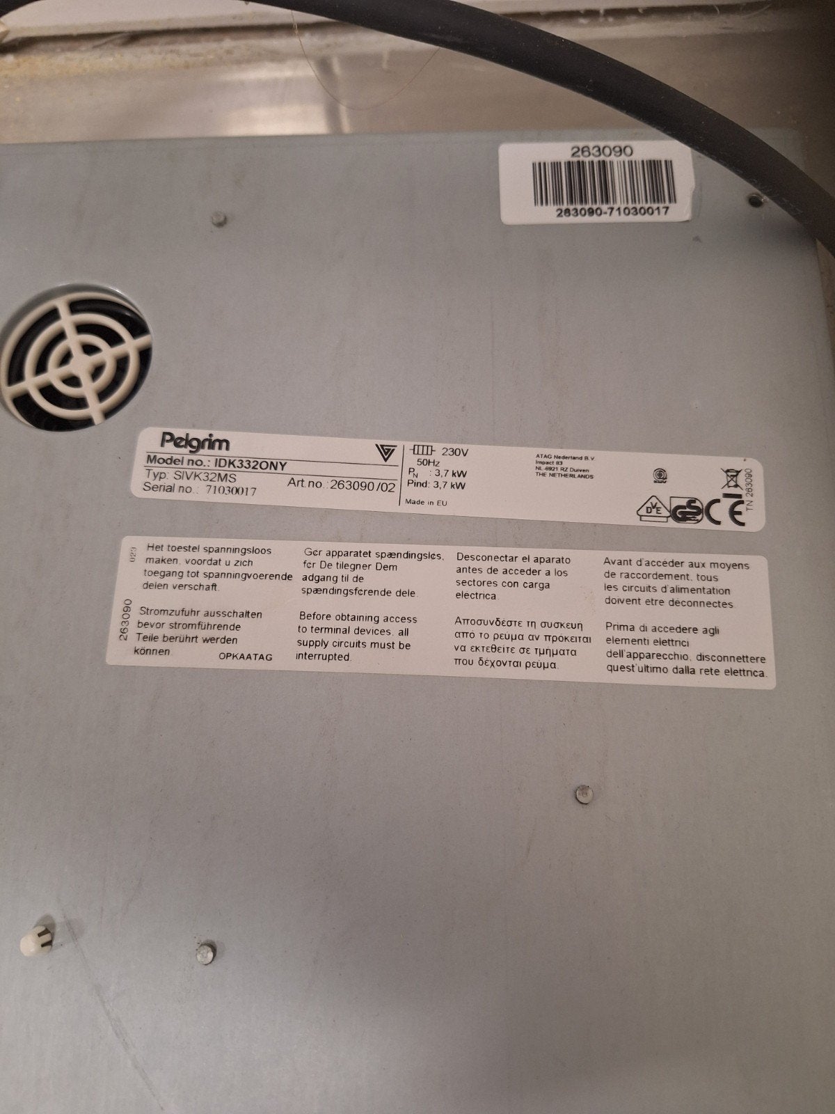 Pelgrim IDK332ONY inductiekookplaat 33  - 2 zones - Perilex, Ophalen