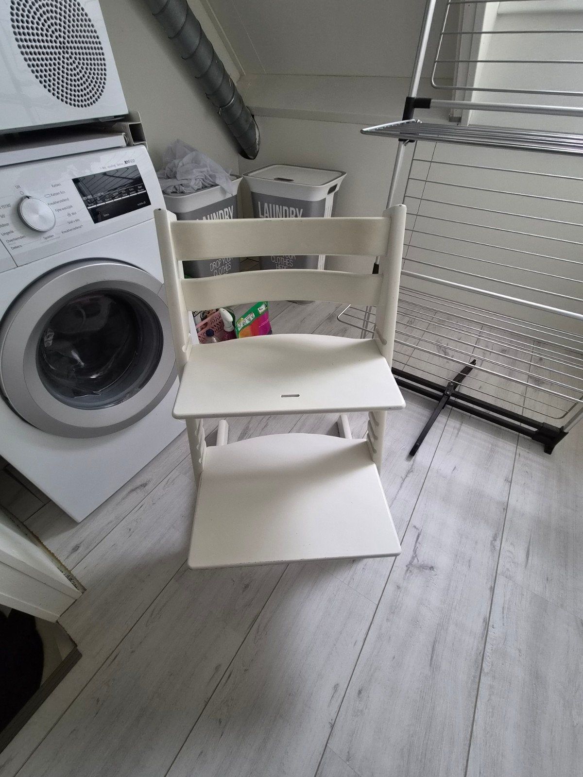 Stokke Tripp Trapp meegroeistoel wit, Ophalen, Gebruikt, Meegroeistoel, Aanschuifbaar