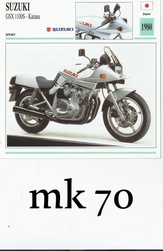 Mk70 Motorkaart Suzuki GSX 1100S Katana, Ophalen of Verzenden, Zo goed als nieuw, Auto's