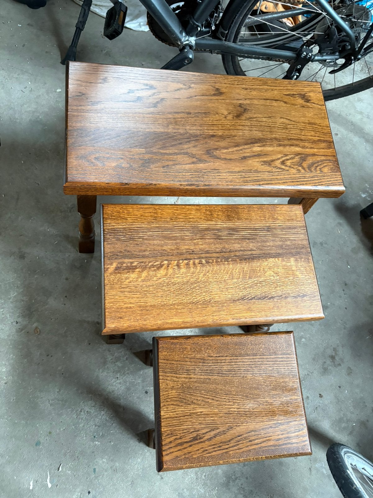 EIKEN MINISET 3 DELIG MASSIEF EIKEN JAREN 60, Ophalen, Gebruikt, 75 cm of meer, 60 cm of meer