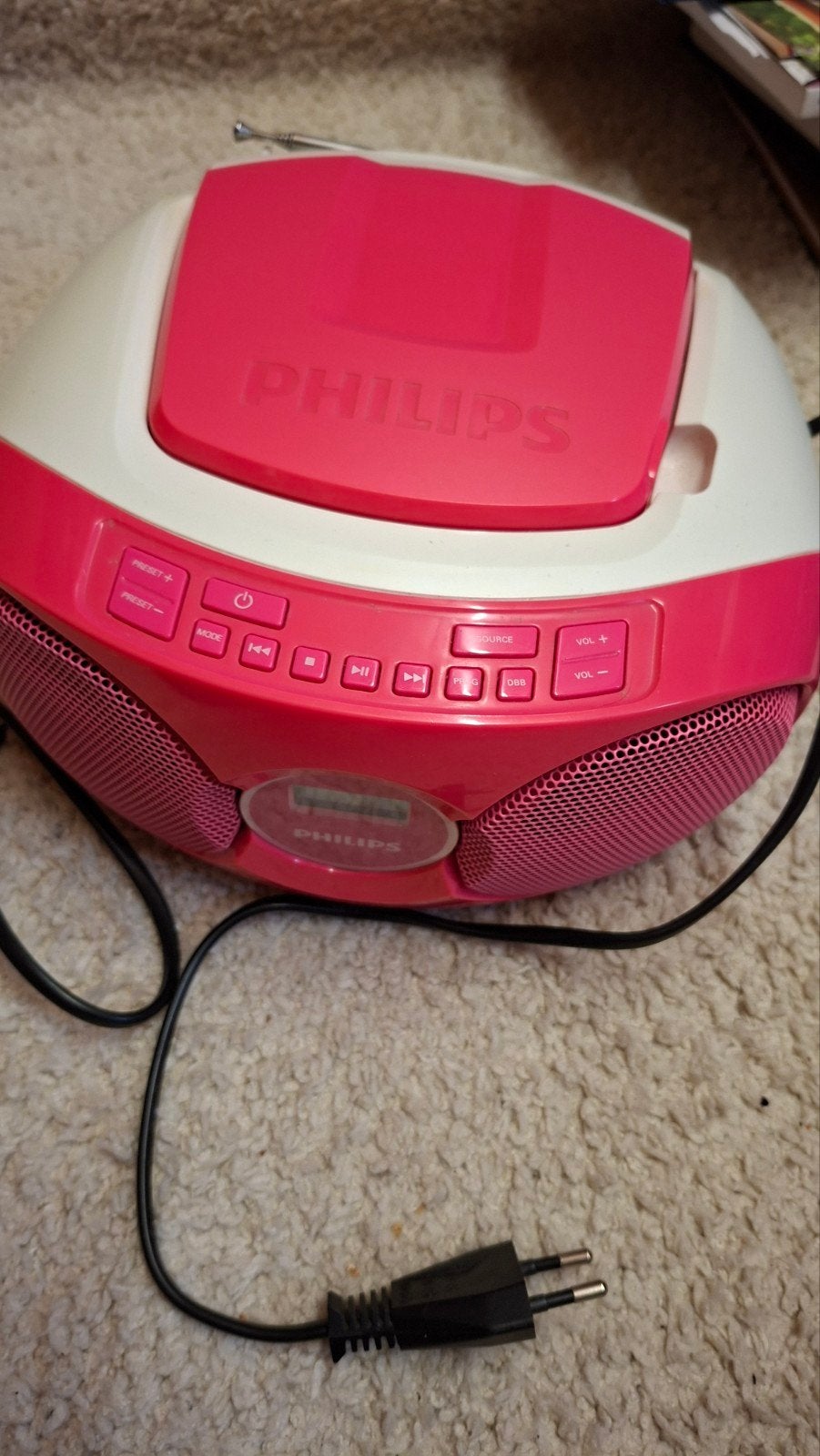 Philips CD-speler met radio - Roze/Wit, Audio, Tv en Foto, Radio's, Ophalen, Gebruikt, Radio, Met cd-speler
