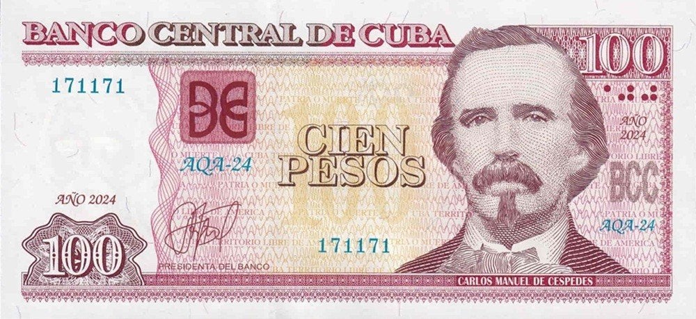 Cuba bankbiljet 100 Pesos 2024 Carlos de Céspedes UNC, Ophalen of Verzenden, Midden-Amerika, Los biljet